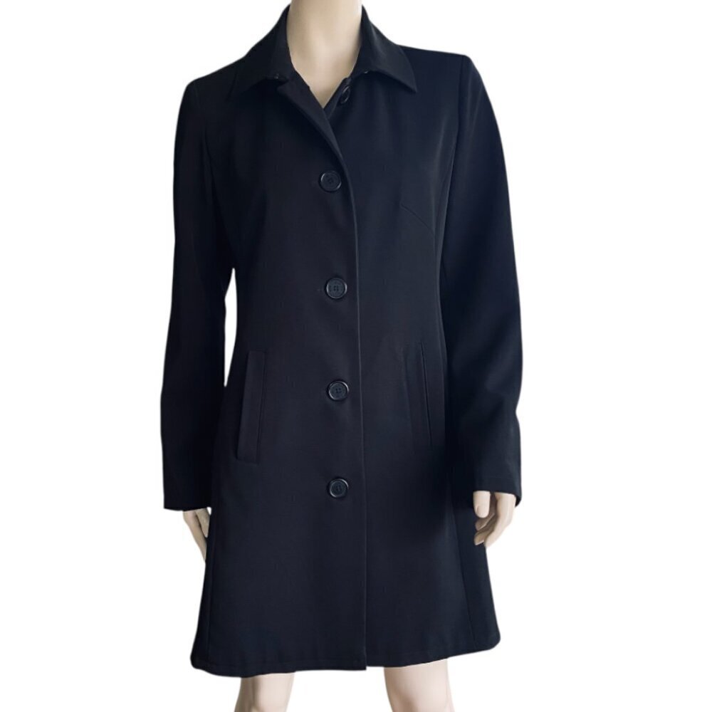 Classic Black Women's Trench Coat - Timeless Single-Breasted Design